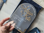 HOCHZEITS EINLADUNGEN Einladungen für VIP/ Boxeinladungen für Eltern Vip Marineblau Goldfolien-Hochzeitseinladungen in Samtbox, Plexi Glamour Hochzeitseinladungs-Set Luxusbox, Romantische Samt-Hochzeitseinladungen, Maßgeschneiderte Goldene Einladungen29