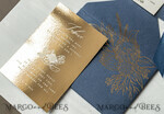 HOCHZEITS EINLADUNGEN Einladungen für VIP/ Boxeinladungen für Eltern Vip Marineblau Goldfolien-Hochzeitseinladungen in Samtbox, Plexi Glamour Hochzeitseinladungs-Set Luxusbox, Romantische Samt-Hochzeitseinladungen, Maßgeschneiderte Goldene Einladungen29