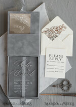 WEDDING INVITATIONS Invitations for VIP/ boxed Invites for Parents Luxury Silver Foil Wedding Invitation Box, Acrylic invitation in Velvet Box, Romantic Velvet Wedding Cards, Bespoke silver Wedding Stationery, Luxury  Invitations15