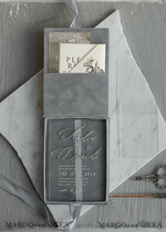WEDDING INVITATIONS Invitations for VIP/ boxed Invites for Parents Luxury Silver Foil Wedding Invitation Box, Acrylic invitation in Velvet Box, Romantic Velvet Wedding Cards, Bespoke silver Wedding Stationery, Luxury  Invitations15