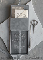 WEDDING INVITATIONS Invitations for VIP/ boxed Invites for Parents Luxury Silver Foil Wedding Invitation Box, Acrylic invitation in Velvet Box, Romantic Velvet Wedding Cards, Bespoke silver Wedding Stationery, Luxury  Invitations15
