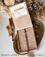 WEDDING INVITATIONS Invitations for VIP/ boxed Invites for Parents Luxury Gold Foil Wedding Invitations in velvet box, Plexi Glamour Wedding Invitation Suite Luxury Box, Romantic Velvet Wedding Cards, Bespoke Golden Invites27