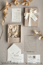 WEDDING INVITATIONS Invitations for VIP/ boxed Invites for Parents Natural Dried Flowers Wedding Invitations in velvet box, Plexi Glamour Boxed Wedding Invitation Suite Luxury, Romantic Velvet Wedding Cards, Bespoke Golden Invites41