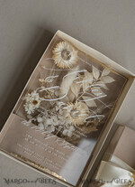WEDDING INVITATIONS Invitations for VIP/ boxed Invites for Parents Natural Dried Flowers Wedding Invitations in velvet box, Plexi Glamour Boxed Wedding Invitation Suite Luxury, Romantic Velvet Wedding Cards, Bespoke Golden Invites41