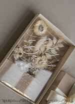 WEDDING INVITATIONS Invitations for VIP/ boxed Invites for Parents Natural Dried Flowers Wedding Invitations in velvet box, Plexi Glamour Boxed Wedding Invitation Suite Luxury, Romantic Velvet Wedding Cards, Bespoke Golden Invites41