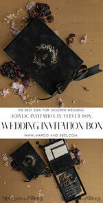 HOCHZEITS EINLADUNGEN Einladungen für VIP/ Boxeinladungen für Eltern Schwarzes Hochzeitsinvitation-Set, 3D goldene Plexi-Hochzeitsinvitation-Suite Luxus-Box, elegante Boho-Velours-Hochzeitskarten, maßgeschneiderte goldene Einladungen15