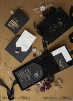 WEDDING INVITATIONS Invitations for VIP/ boxed Invites for Parents Arch Acrylic  Wedding Invitations in velvet box, Black Plexi Glamour Wedding Invitation Suite Luxury Box, Moon Stars Elegant Velvet Wedding Cards16