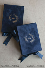HOCHZEITS EINLADUNGEN Einladungen für VIP/ Boxeinladungen für Eltern Vip Marineblau Goldfolie Hochzeitseinladungen in Samtbox, Plexi Glamour Hochzeitseinladungsset Luxusbox, Romantische Samthochzeitseinladungen, Maßgeschneiderte goldene Einladungen11