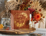 HOCHZEITS-GÄSTEBÜCHER Samtkissen Instax Gästebuch Terrakotta Gold personalisiertes Gästebuch für Hochzeiten und Acryl-Instax-Schild, Samt-Erinnerungsfotobuch und klares Schildset für die Herbsthochzeit, Polaroid-Samt-Gästebuch und Plexi-Instax-Schild-Set.29
