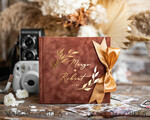 WEDDING GUEST BOOKS Velvet Instax Guestbook Terracotta Boho Instax velvet Wedding GuestBook Gold, Burnt Orange Instant Wedding Guest Book, Polaroid velvet Guestbook Rust Golden wedding8