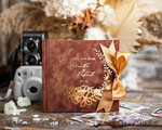 HOCHZEITS-GÄSTEBÜCHER Samtkissen Instax Gästebuch Terracotta Instax Samt Hochzeits-Gästebuch Gold, verbranntes Orange Sofort-Hochzeits-Gästebuch, Polaroid Samt Gästebuch rostiges Goldene Hochzeit8