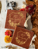 WEDDING GUEST BOOKS Velvet Instax Guestbook terracotta Gold  Presonalised Wedding Guest Book, Velvet Memory Photo  Fall Wedding , Luxury Wedding Guest Book, Polaroid velvet Guest book17