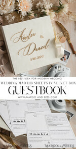 WEDDING GUEST BOOKS alternative guest book  Alternative Guestbook Wedding Mad Lib Sheets in Velvet Box Marriage advice mad lib Box Instax Leave a Note to Bride & Groom Personalised Box16