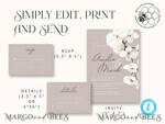 TEMPLETT wedding invitation download Elegant wedding invitation template, Instant download Invite, Printable Invites For Home Printing, violet boho wedding invitations9
