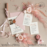 TEMPLETT wedding invitation download Elegant Blush wedding Invitation Suite with Photo Template Instant Download Printable Invites Home Printing Pink Modern Wedding Cards Set6