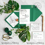 TEMPLETT  
 Hochzeits Einladung Download Monstera Green Hochzeits Einladung Vorlage, Sofortiger Download Grüner Hochzeits Einladungen, Moderne Tropische Hochzeits Einladung Druckbar9