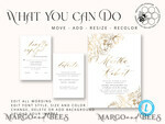TEMPLETT wedding invitation download Fine art gold  wedding invitation template, Instant download Boho Wedding Invites,  Invitation Printable Template Elegant Invites9