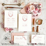 TEMPLETT wedding invitation download Rustic wedding Invitations Set Template, Instant Download Printable Invites Home Printing,Simple Elegant Wedding Invitation Card Set WRoses89