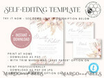 TEMPLETT wedding invitation download Modern Boho wedding Invitations Set Template, Instant Download Printable Invites Home Printing, Simple Rustic Wedding Invitation Card Set9