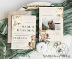 TEMPLETT  
 Hochzeits Einladung Download Boho Rosen Hochzeitskarten Set Vorlage, Sofortiger Download Druckbare Einladungen Heimdruck, Einfache Karten10