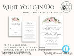TEMPLETT  
 Hochzeits Einladung Download Elegante Blush Hochzeitseinladung Vorlage, Sofortiger Download Druckbare Einladungen für den Heimdruck, Pink Boho Hochzeitseinladungskarten-Set Vorlage7