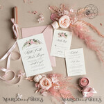 TEMPLETT  
 Hochzeits Einladung Download Elegante Blush Hochzeitseinladung Vorlage, Sofortiger Download Druckbare Einladungen für den Heimdruck, Pink Boho Hochzeitseinladungskarten-Set Vorlage7