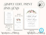 TEMPLETT  
 Hochzeits Einladung Download Elegante Blush Hochzeitseinladung Vorlage, Sofortiger Download Druckbare Einladungen für den Heimdruck, Pink Boho Hochzeitseinladungskarten-Set Vorlage7