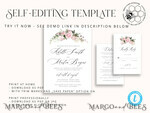 TEMPLETT  
 Hochzeits Einladung Download Elegante Blush Hochzeitseinladung Vorlage, Sofortiger Download Druckbare Einladungen für den Heimdruck, Pink Boho Hochzeitseinladungskarten-Set Vorlage7