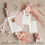 TEMPLETT  
 Hochzeits Einladung Download Elegante Blush Hochzeitseinladung Vorlage, Sofortiger Download Druckbare Einladungen für den Heimdruck, Pink Boho Hochzeitseinladungskarten-Set Vorlage7