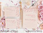 TEMPLETT wedding invitation download Elegant Blush wedding Invitation Template, Instant Download Printable Invites Home Printing, Pink Boho branch Wedding Invitation Card Set 8