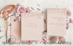 TEMPLETT wedding invitation download Elegant Blush wedding Invitation Template, Instant Download Printable Invites Home Printing, Pink Boho branch Wedding Invitation Card Set 8