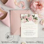 TEMPLETT  
 Hochzeits Einladung Download Elegante Blush Hochzeits Einladungsvorlage, Sofortiger Download Druckbare Einladungen für Heimdruck, Rosa Rosen Hochzeits Einladungskarten Set Vorlage11