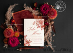 TEMPLETT wedding invitation download Boho Modern wedding Invitations Evite Set Template, Instant Download Printable Invites Home Printing Fall Heart Wedding Invitation Cards WB710
