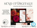 TEMPLETT wedding invitation download Boho Modern wedding Invitations Evite Set Template, Instant Download Printable Invites Home Printing Fall Heart Wedding Invitation Cards WB710