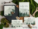 TEMPLETT  
 Hochzeits Einladung Download Hochzeitseinladung Vorlage mit Waldgrün, Sofortiger Download einfacher Hochzeitskarten für Berge, Druckbare Vorlage für Hochzeitseinladungen mit Grünpflanzen, Wald-Einladungen7