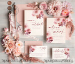 TEMPLETT wedding invitation download Boho Modern wedding Invitations Evite Set Template, Instant Download Printable Invites Home Printing Fall Heart Wedding Invitation Cards WB5, Boho Blush Pink Maroon Burgundy Wedding Invitation Template Instant Download, Fall Mauve Invitation Cards12