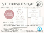 TEMPLETT  
 Hochzeits Einladung Download Elegante Hochzeits Einladungsvorlage, einfache Sofort-Download druckbare Einladungen für den Heimdruck, Boho moderne Hochzeits Einladungskarten Set8