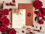 TEMPLETT wedding invitation download Boho fall wedding Invitations Set Template, Instant Download Printable Invites Home Printing, Terracotta Autumn Fine Art Invitation Card Set7