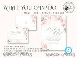 TEMPLETT wedding invitation download Elegant Rustic wedding Invitations Set Template, Instant Download Printable Invites Home Printing, Simple Boho Wedding Invitation Card Set10