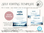 TEMPLETT wedding invitation download Blue Mountain wedding invitation template, Instant download Mountain Simple Wedding Invites, Forest Wedding Invitation Printable Template, Forest invites7