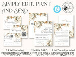 TEMPLETT  
 Hochzeits Einladung Download Boho Herbstblumen Hochzeitskarten Set Vorlage, Sofortdownload Druckbare Einladungen Heimdruck, Einfache Karten10