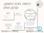 TEMPLETT wedding invitation download Fine Art Wreath wedding Invitations Evite Set Template Instant Download Printable Invites Home Printing Boho Chick Invitation Smartphone Set9