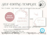 TEMPLETT wedding invitation download Boho Blush Pink wedding Invitations Set Template, Instant Download Printable Invites Home Printing, Simple Wedding Invitation Card, WB1411