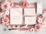 TEMPLETT wedding invitation download Boho Blush Pink wedding Invitations Set Template, Instant Download Printable Invites Home Printing, Simple Wedding Invitation Card, WB1411