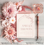 TEMPLETT wedding invitation download Boho Blush Pink wedding Invitations Set Template, Instant Download Printable Invites Home Printing, Simple Wedding Invitation Card, WB1411