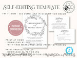 TEMPLETT wedding invitation download Fine art Wreath wedding invitation template, Instant download Boho Wedding Invites, Simple Invitation Printable Template, Elegant Invites8