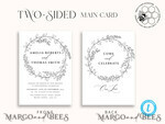 TEMPLETT wedding invitation download Fine art Wreath wedding invitation template, Instant download Boho Wedding Invites, Simple Invitation Printable Template, Elegant Invites8