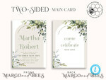 TEMPLETT wedding invitation download Boho Arch wedding Invitations Evite Set Template, Instant Download Printable Invites Home Printing, Sage Green Garden Invitation Set WBoho1510