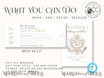 TEMPLETT wedding invitation download passport wedding invitation template, Instant download destination Wedding Invites, travel  Printable Template  Invitations, boarding pass7