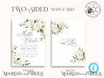 TEMPLETT wedding invitation download Floral wedding Invitations Set Template, Instant Download Printable Invites Home Printing, Simple Boho Wedding Invitation Card Set WRoses559